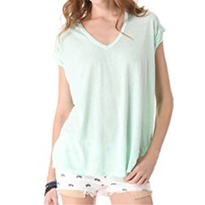 NWT Free People "Keep Me" Burnout Rolled Cuff Mint Green Tee, XS